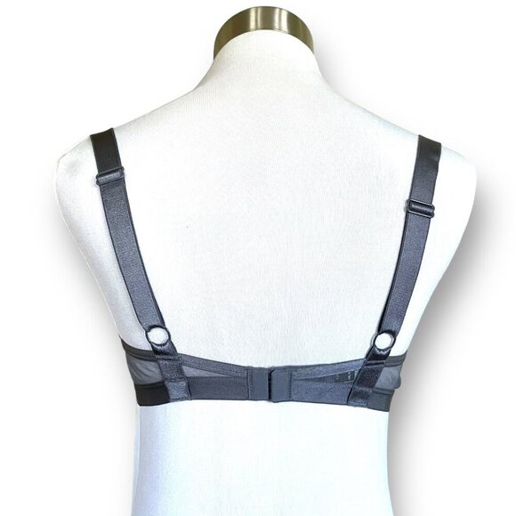 Victorias Secret 34C Bra Gray Metallic Silver Lace Very Sexy Unlined Balconette - Picture 5 of 7